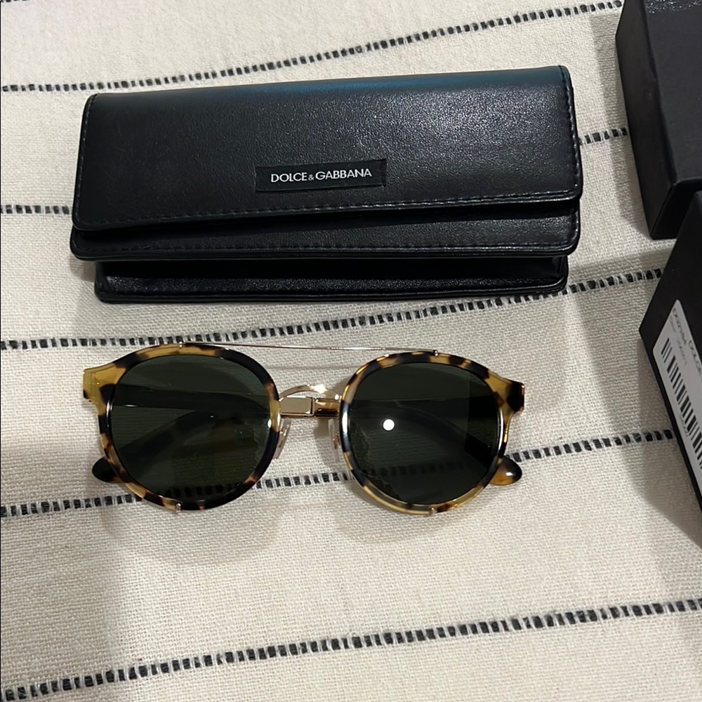 Dolce & Gabbana Brown Sunglasses with Gold Detailing